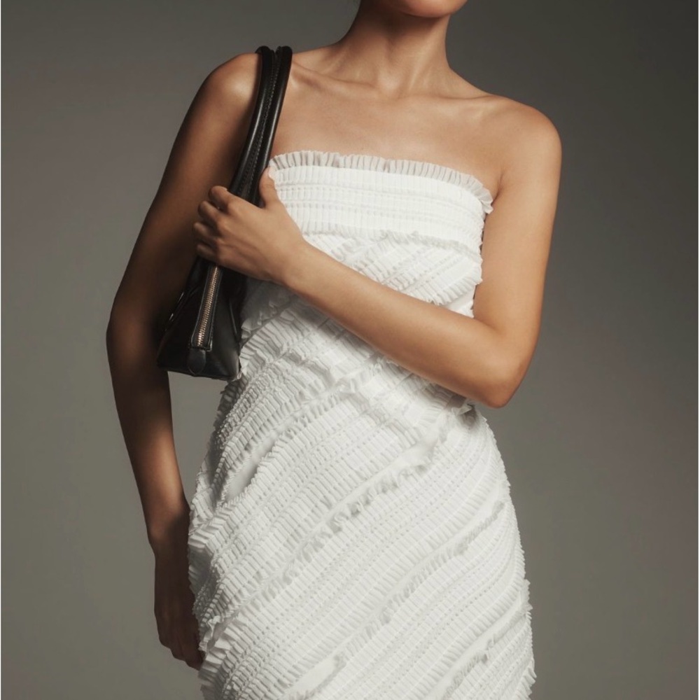 Endless Rose White Strapless Ruffled Cocktail Dress